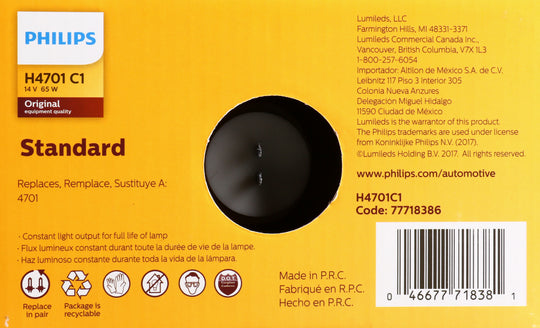 H4701C1 Philips Standard Sealed Beam H4701 - Standard - Single Commercial Pack Philips Bulbs
