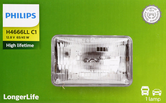 H4666LLC1 Philips LongerLife Sealed Beam H4666LL - LongerLife - Single Commercial Pack Philips Bulbs