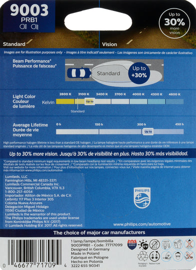 9003PRB1 Philips Vision Headlight 9003 - Vision - Single Blister Pack Philips Bulbs