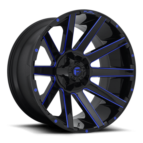 D64424401745 - Fuel Off-Road D644 Contra 24X14 8X170 ET -75mm Gloss Black Blue Tinted Clear - Fuel Off-Road Wheels Canada