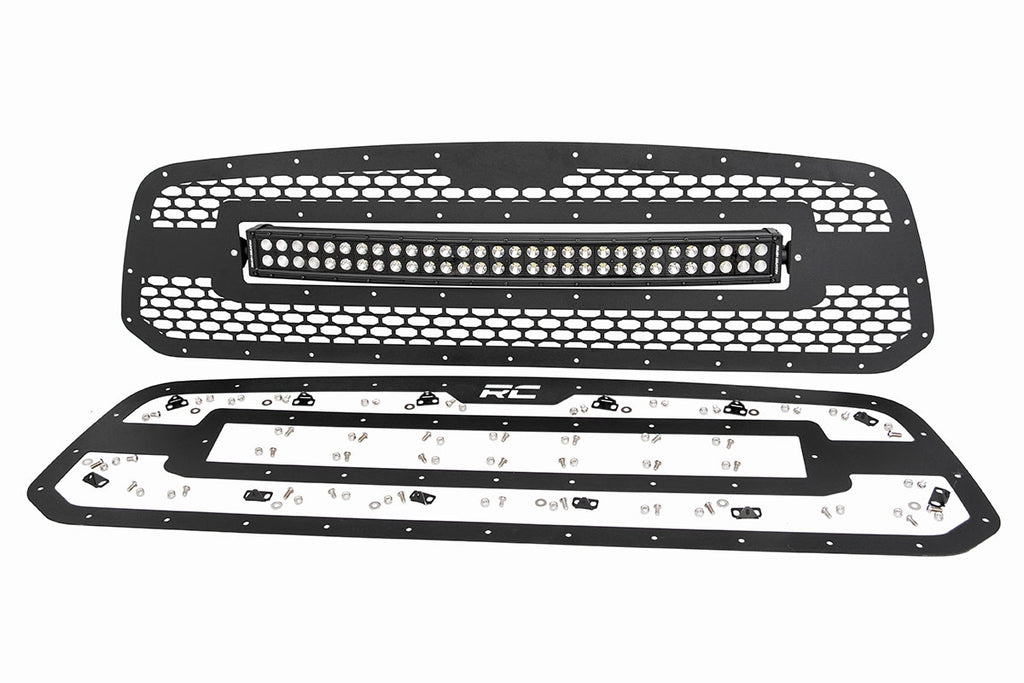 70199 Mesh Grille - 30" Dual Row LED - Black - Ram 1500 2WD/4WD (13-18 & Classic) Rough Country Canada