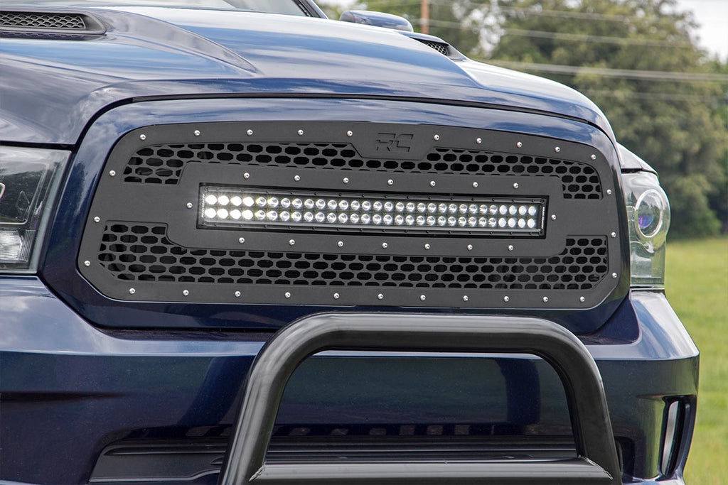 70199 Mesh Grille - 30" Dual Row LED - Black - Ram 1500 2WD/4WD (13-18 & Classic) Rough Country Canada