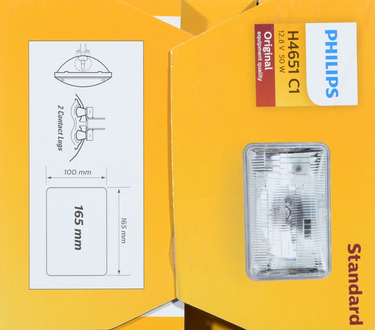 H4651C1 Philips Standard Sealed Beam H4651 - Standard - Single Commercial Pack Philips Bulbs