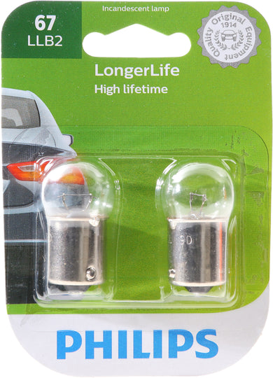 67LLB2 Philips LongerLife Miniature 67LL - LongerLife - Twin Blister Pack Philips Bulbs
