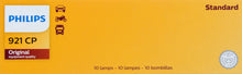 Load image into Gallery viewer, 921CP Philips Standard Miniature 921 - Standard - Multiple Commercial 10-Pack Philips Bulbs