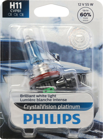 H11CVPB1 Philips CrystalVision platinum Headlight H11 - CrystalVision Platinum - Single Blister Pack Philips Bulbs