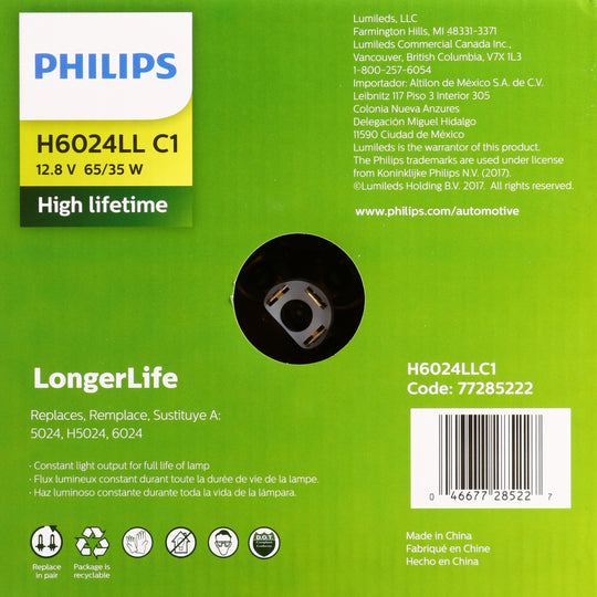 H6024LLC1 Philips LongerLife Sealed Beam H6024LL - LongerLife - Single Commercial Pack Philips Bulbs
