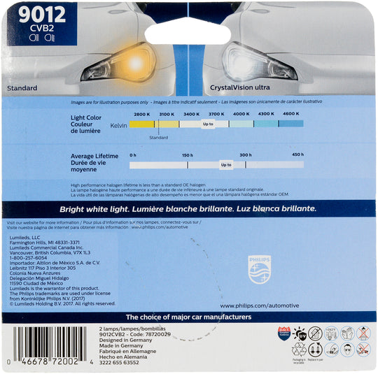 9012CVB2 Philips CrystalVision ultra Headlight 9012 - CrystalVision Ultra - Twin Blister Pack Philips Bulbs
