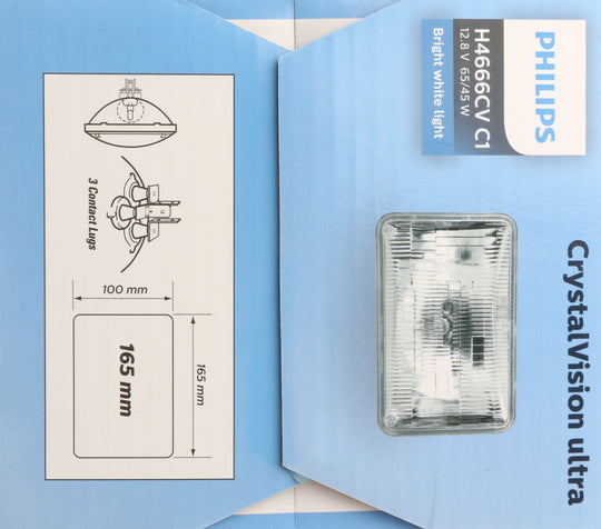 H4666CVC1 Philips CrystalVision ultra Sealed Beam H4666 - CrystalVision Ultra - Single Commercial Pack Philips Bulbs