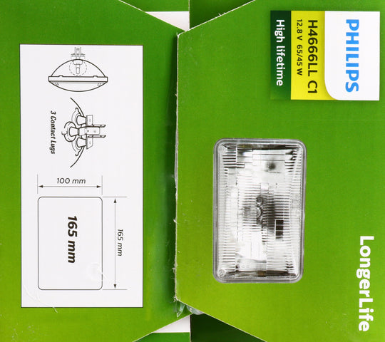 H4666LLC1 Philips LongerLife Sealed Beam H4666LL - LongerLife - Single Commercial Pack Philips Bulbs