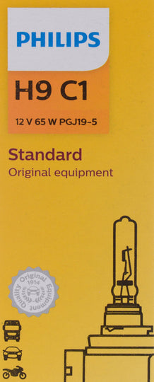 H9C1 Philips Standard Headlight H9 - Standard - Single Commercial Pack Philips Bulbs