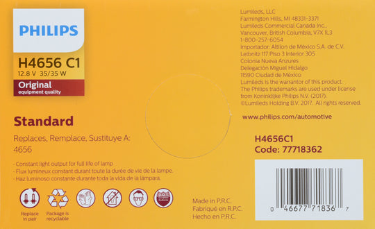 H4656C1 Philips Standard Sealed Beam H4656 - Standard - Single Commercial Pack Philips Bulbs