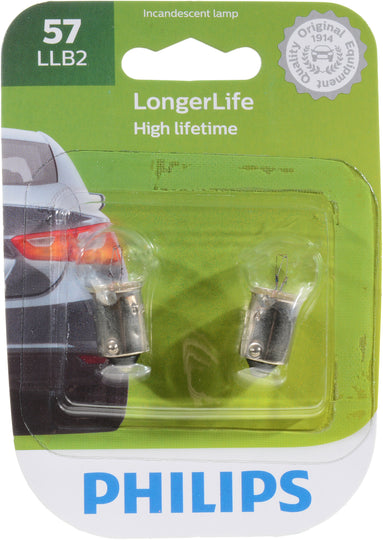 57LLB2 Philips LongerLife Miniature 57LL - LongerLife - Twin Blister Pack Philips Bulbs