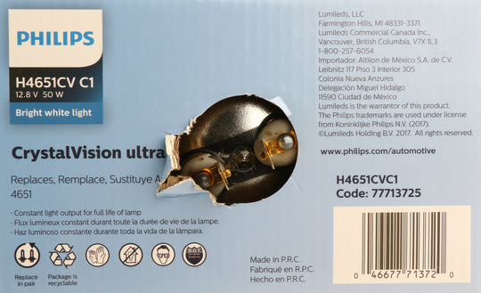 H4651CVC1 Philips CrystalVision ultra Sealed Beam H4651 - CrystalVision Ultra - Single Commercial Pack Philips Bulbs