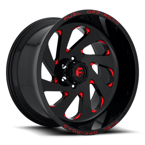 D63822208947 - Fuel Off-Road D638 Vortex 22X12 6X135 ET -44mm Gloss Black Red Tinted Clear - Fuel Off-Road Wheels Canada