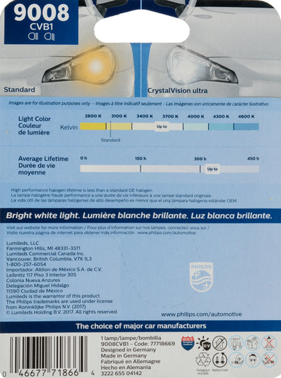 9008CVB1 Philips CrystalVision ultra Headlight 9008 - CrystalVision Ultra - Single Blister Pack Philips Bulbs