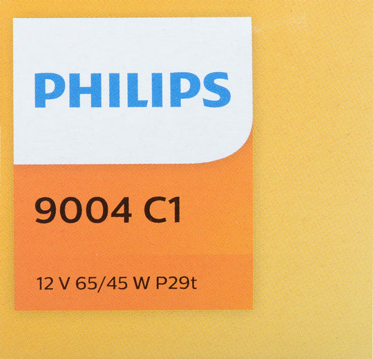 9004C1 Philips Standard Headlight 9004 - Standard - Single Commercial Pack Philips Bulbs