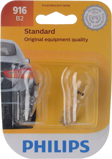 916B2 Philips Standard Miniature 916 - Standard - Twin Blister Pack Philips Bulbs