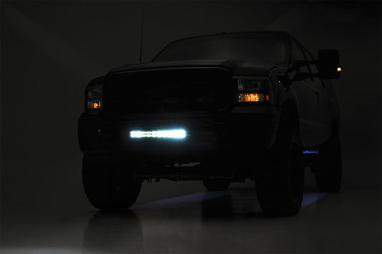 70664DRL LED Light - Bumper Mount - 20" Chrome Dual Row - White DRL - Ford Super Duty (05-07) Rough Country Canada