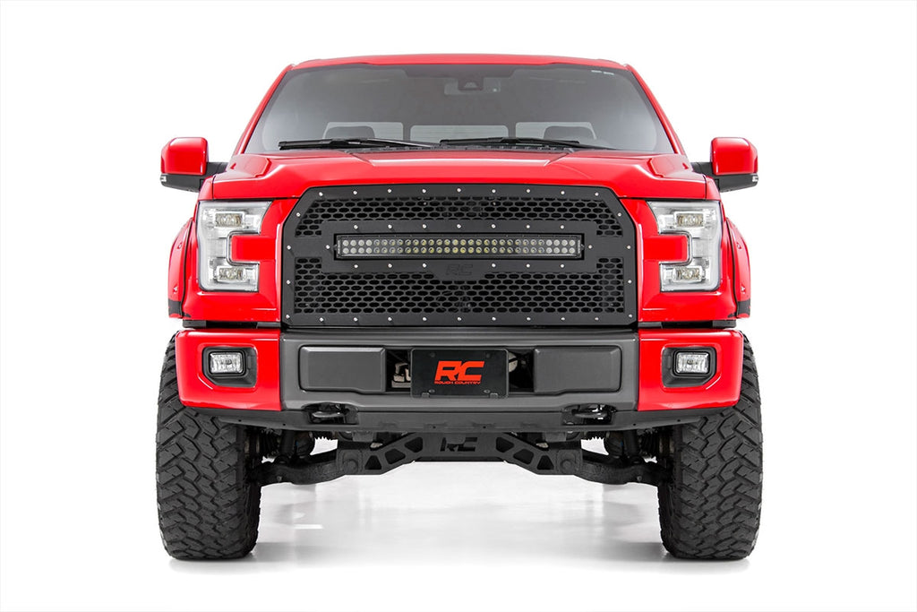 70193 Mesh Grille - 30" Dual Row LED - Black - Ford F-150 2WD/4WD (15-17) Rough Country Canada