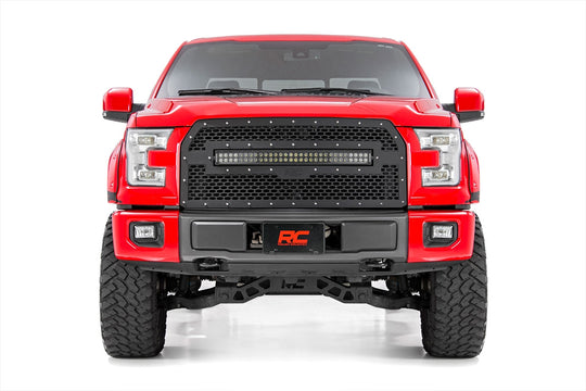 70193 Mesh Grille - 30" Dual Row LED - Black - Ford F-150 2WD/4WD (15-17) Rough Country Canada
