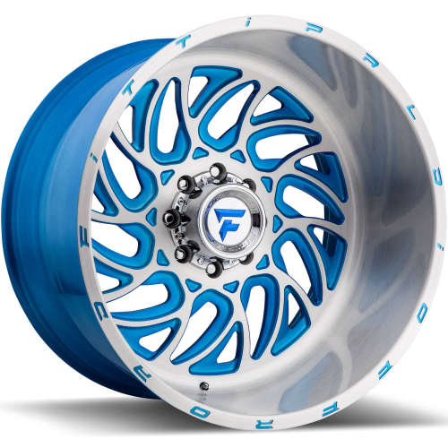 FTF09-22146135N76UBL - Fittipaldi Offroad FTF09 22X14 6X135 -76 ET mm Brushed with Blue Accents - Fittipaldi Offroad Wheels Canada
