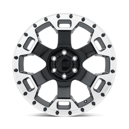 1890GLT-85127B71 - Black Rhino Gauntlet 18X9 5X127 -18 mm Gloss Black W/ Mirror Machined Ring - Black Rhino Wheels Canada