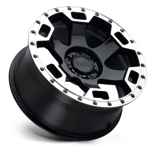 1785GLT-85127B71 - Black Rhino Gauntlet 17X8.5 5X127 -18 mm Gloss Black W/ Mirror Machined Ring - Black Rhino Wheels Canada