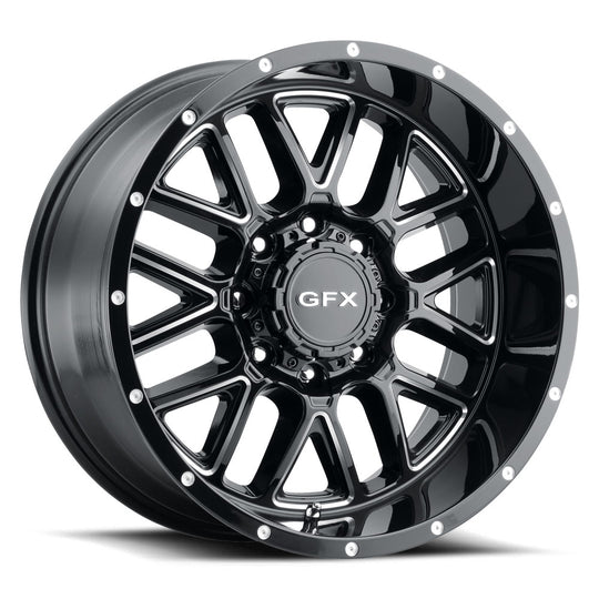 TM5 290-8170-12 GBM - G-FX TM-5 20X9 8X170 12mm Gloss Black Milled - G-FX Wheels Canada