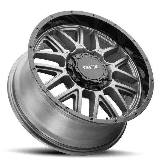 TM5 290-5015-18 GRB - G-FX TM-5 20X9 5X139.7 / 5X150 18mm Matte Grey W/ Matte Black Lip - G-FX Wheels Canada