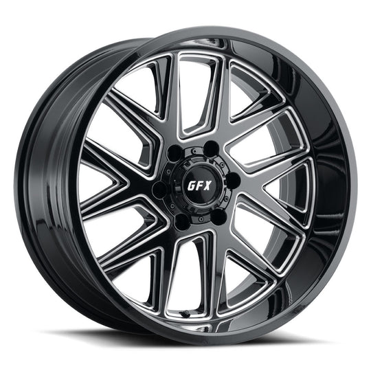 TM6 225-6139N44 GBM - G-FX TM6 22X12 6X139.7 -44mm Gloss Black Milled - G-FX Wheels Canada