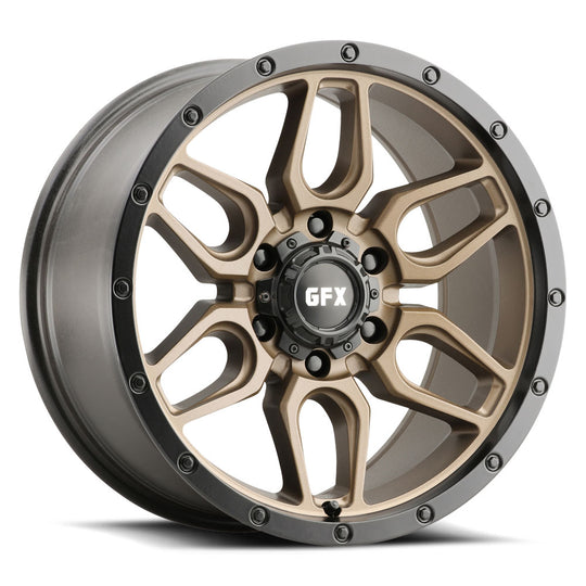 T18 785-6139N6 BRB - G-FX Series TR18 17X8.50 6X139.7 ET -6mm Matte Bronze with Matte Black Lip - G-FX Series Wheels Canada