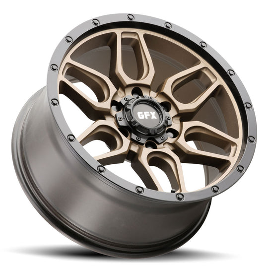 T18 785-5127N6 BRB - G-FX Series TR18 17X8.50 5X127 ET -6mm Matte Bronze with Matte Black Lip - G-FX Series Wheels Canada