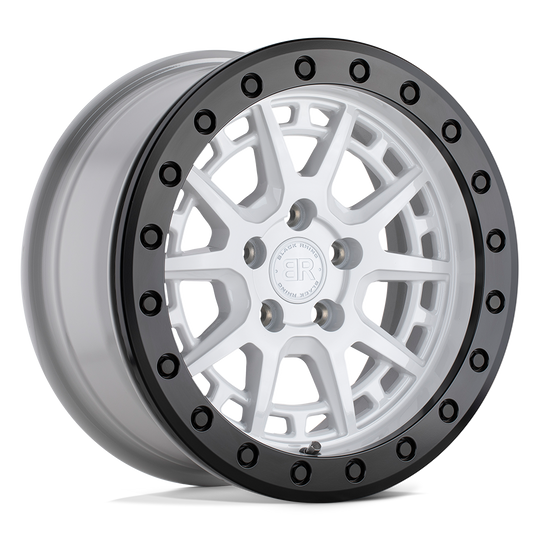 1570GRV155100W72 - Black Rhino Gravel Beadlock 15X7 5X100  15mm Gloss White W/ Black Ring & Bolts - Black Rhino Wheels Canada