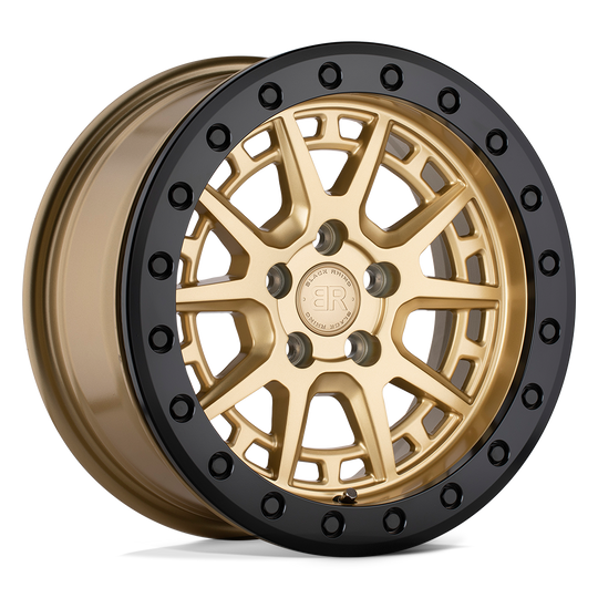 1570GRV155100L72 - Black Rhino Gravel Beadlock 15X7 5X100  15mm Gold W/ Black Ring & Bolts - Black Rhino Wheels Canada