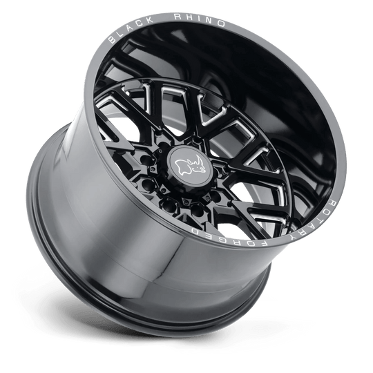 2414GRM-65127B71 - Black Rhino Grimlock 24X14 5X127 -76 mm Gloss Black & Milled - Black Rhino Wheels Canada