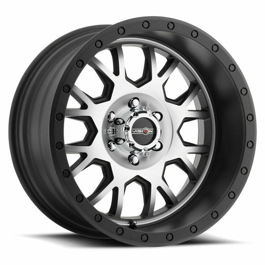 GV8BL156110GMMF46NCC - Vision GV8 Invader 15X6 4X110 32mm Gunmetal Machined Face and Ring - Vision Wheels Canada
