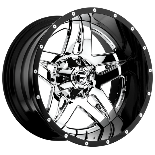 D24320000547 - Fuel Off-Road D243 Full Blown 20X10 5X127 5X135 -19 mm Chrome Plated Gloss Black Lip - Fuel Off-Road Wheels Canada