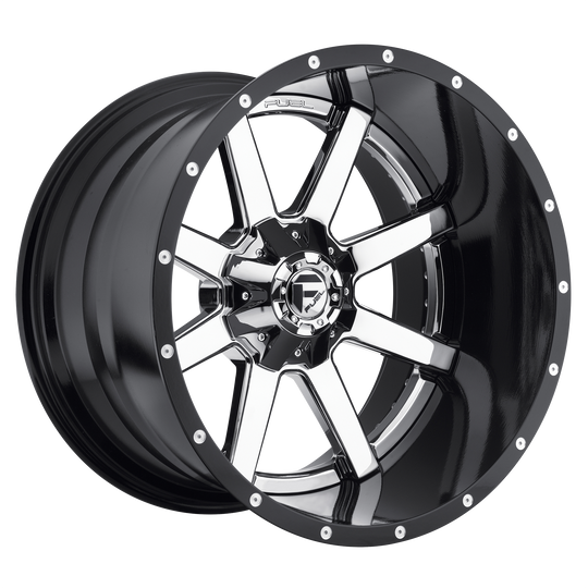 D260248282FB - Fuel Off-Road D260 Maverick 24X8.25 8X165.1 ET 131mm Chrome with Gloss Black Lip - Fuel Off-Road Wheels Canada