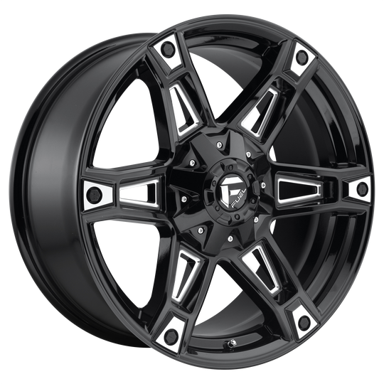 D62220909857 - Fuel Off-Road D622 Dakar 20X9 6X135 / 6X139.7 20mm Gloss Black Milled - Fuel Off-Road Wheels Canada