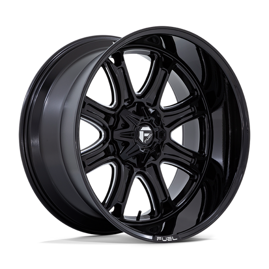 FC853BE24128844N - Fuel Off-Road Darkstar 24X12 8X180 -44 mm Gloss Black Milled - Fuel Off-Road Wheels Canada