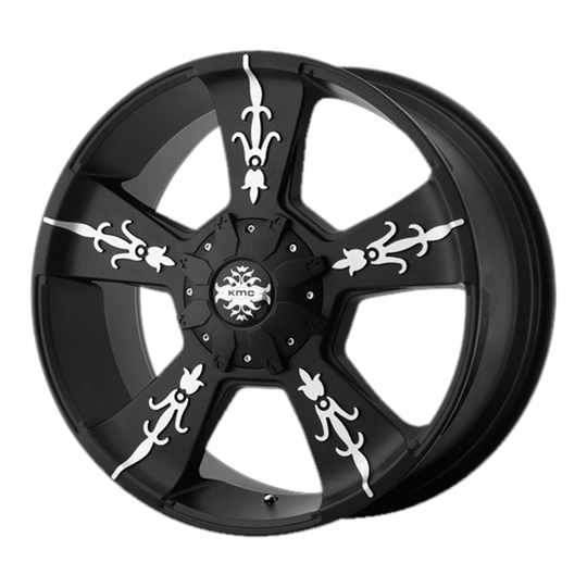 KM66822980718 - KMC KM668 Vandal 22X9 8X165.1  18mm Matte Black With Machined Face - KMC Wheels Canada