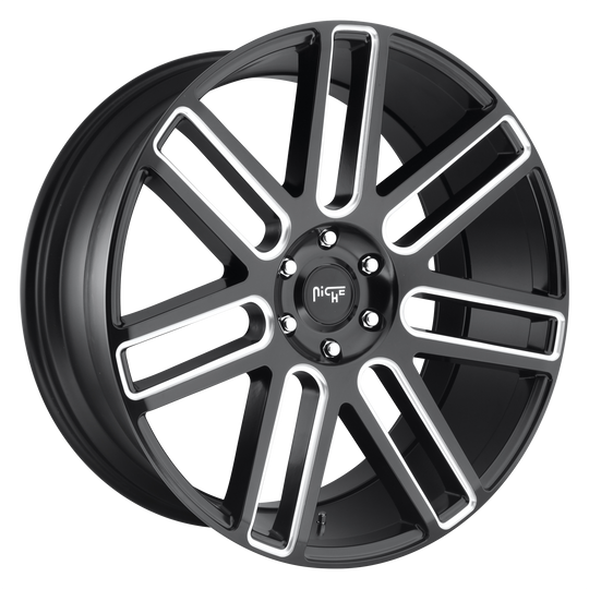 M096240077+30 - Niche M096 Elan 24X10 6X139.7  30mm Matte Black Milled - Niche Wheels Canada