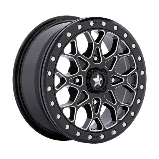 MA048BE15604038 - MSA M48 Portal Beadlock 15X6 4X110  38mm Gloss Black Milled With Gloss Black Ring - MSA Wheels Canada