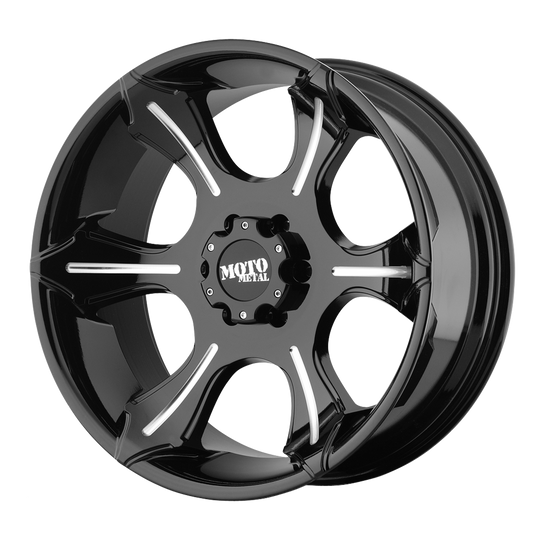 MO96529050312N - Moto Metal MO965 20X9 5X127 -12 mm Gloss Black With Milled Spokes - Moto Metal Wheels Canada