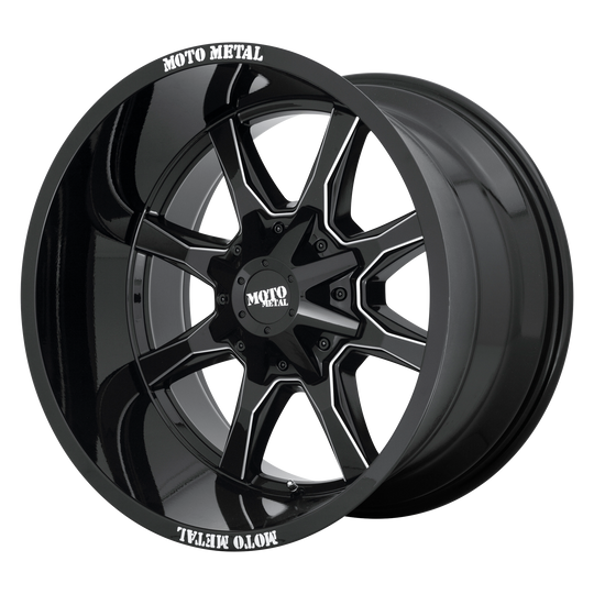 MO970890883B18US - Moto Metal MO970 18X9 8X180  18mm Gloss Black With Milled Spoke & Moto Metal On Lip - Moto Metal Wheels Canada