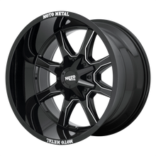 Charger l'image dans la galerie, MO970890873B18 - Moto Metal MO970 18X9 8X170  18mm Gloss Black With Milled Spoke &amp; Moto Metal On Lip - Moto Metal Wheels Canada