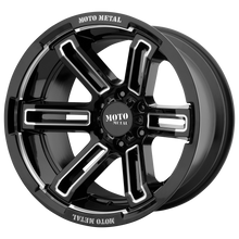 Charger l'image dans la galerie, MO99121268344N - Moto Metal MO991 Rukus 20X12 6X139.7 -44 mm Gloss Black Milled - Moto Metal Wheels Canada