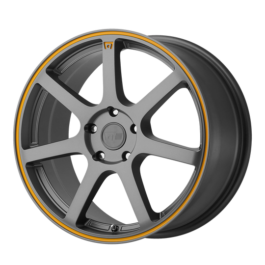 MR13288012435 - Motegi MR132 18X8 5X114.3 35mm Matte Gray Orange Stripe - Motegi Wheels Canada