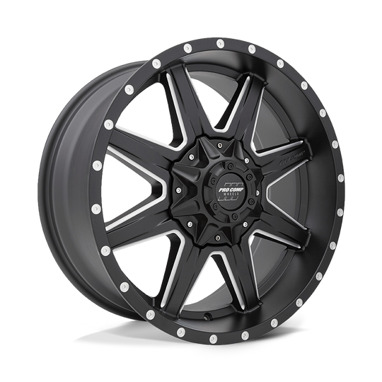 PXA5148-298250 - Pro Comp PA48 Quick 8 20X9 8X165.1 0mm Satin Black Milled - Pro Comp Wheels Canada